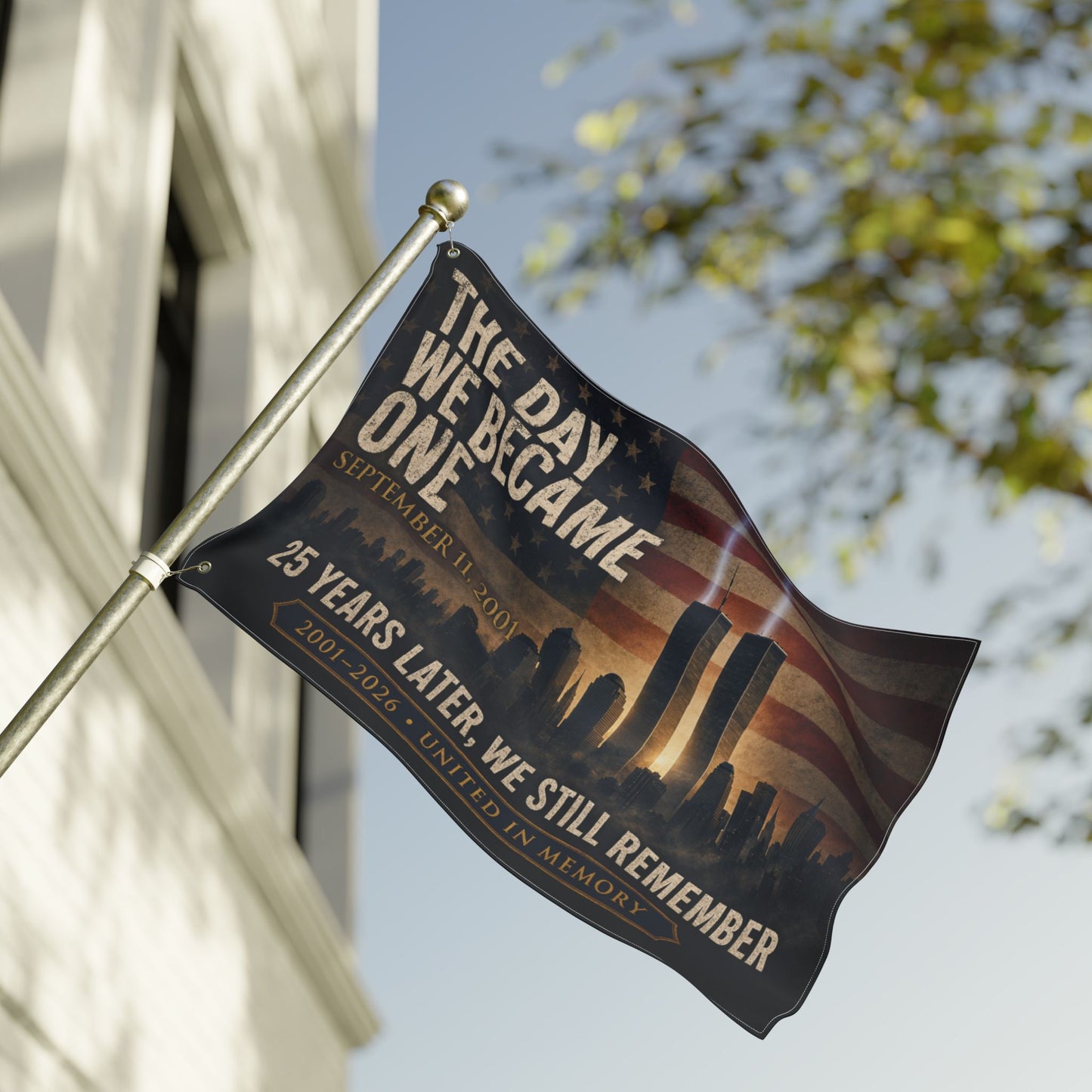 Memorial Flag — "The Day We Became One" 9/11 Tribute Double-Sided