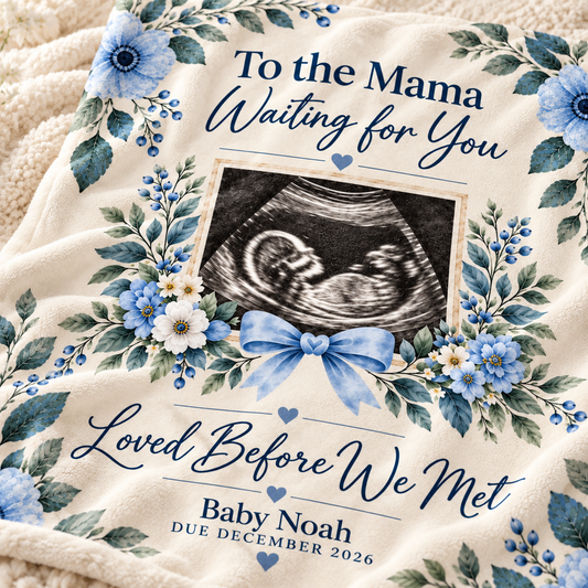 Personalized Baby Ultrasound Velveteen Blanket - 'Loved Before We Met' keepsake.