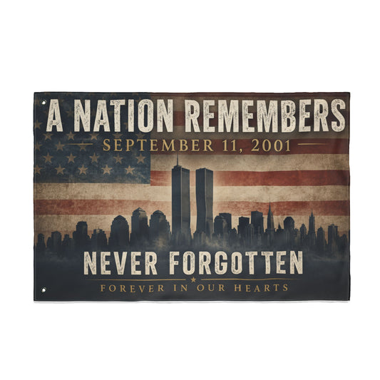 Never Forgotten 9/11 Memorial Double-Sided Flag