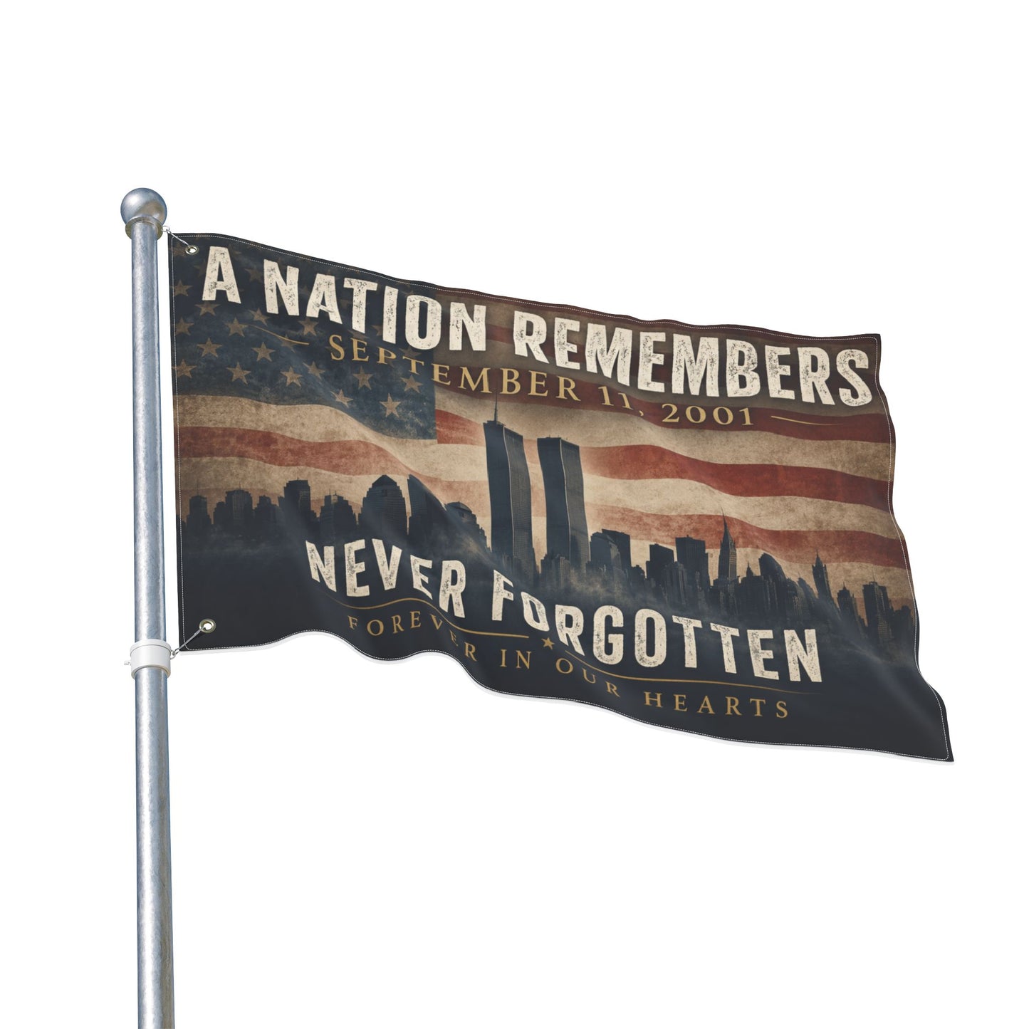 Never Forgotten 9/11 Memorial Double-Sided Flag