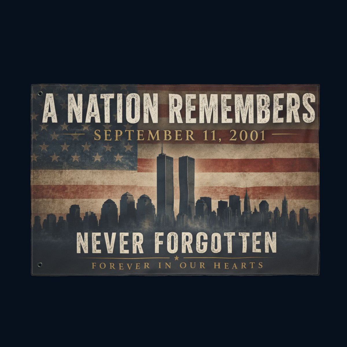 Never Forgotten 9/11 Memorial Double-Sided Flag