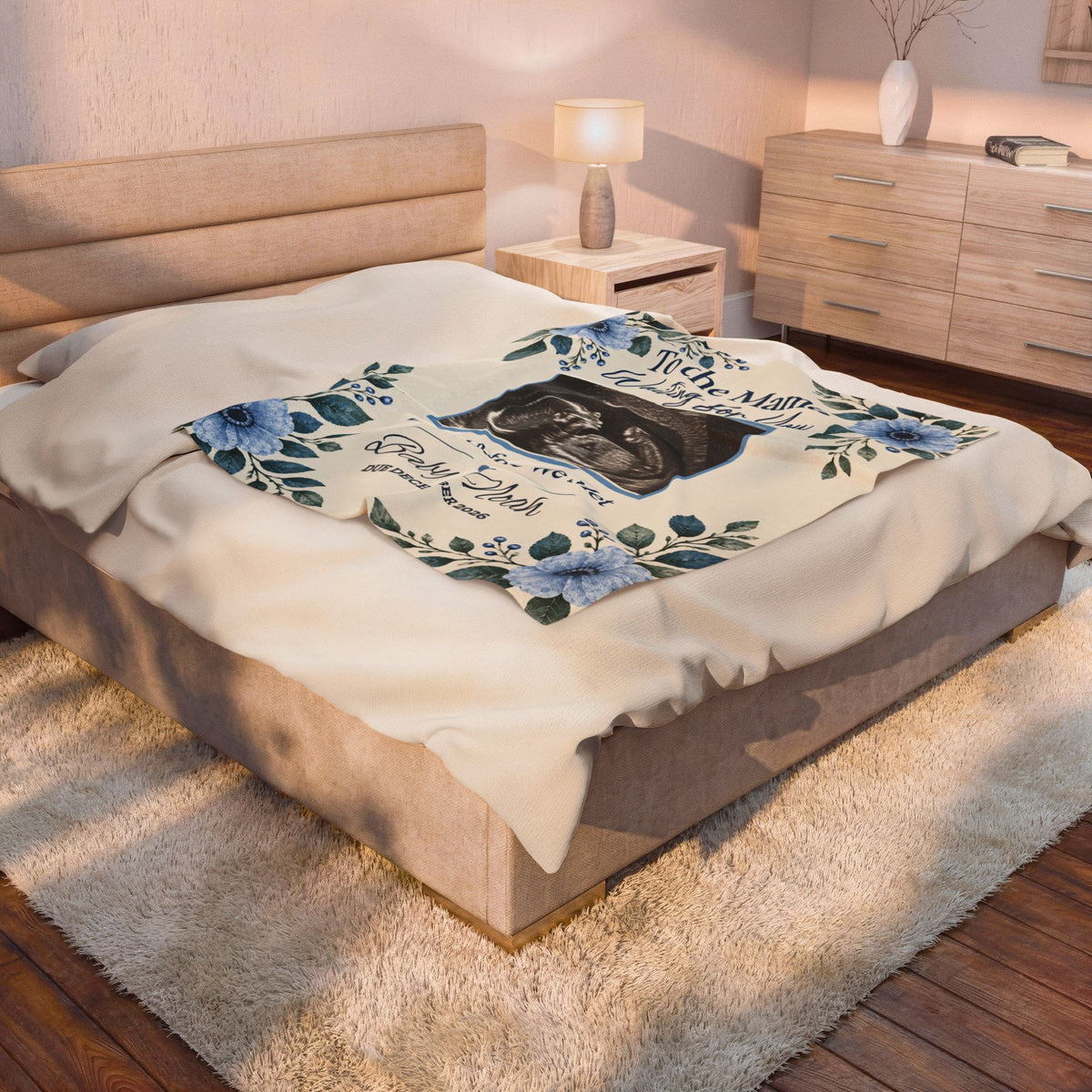 Personalized Baby Ultrasound Velveteen Blanket - 'Loved Before We Met' keepsake.