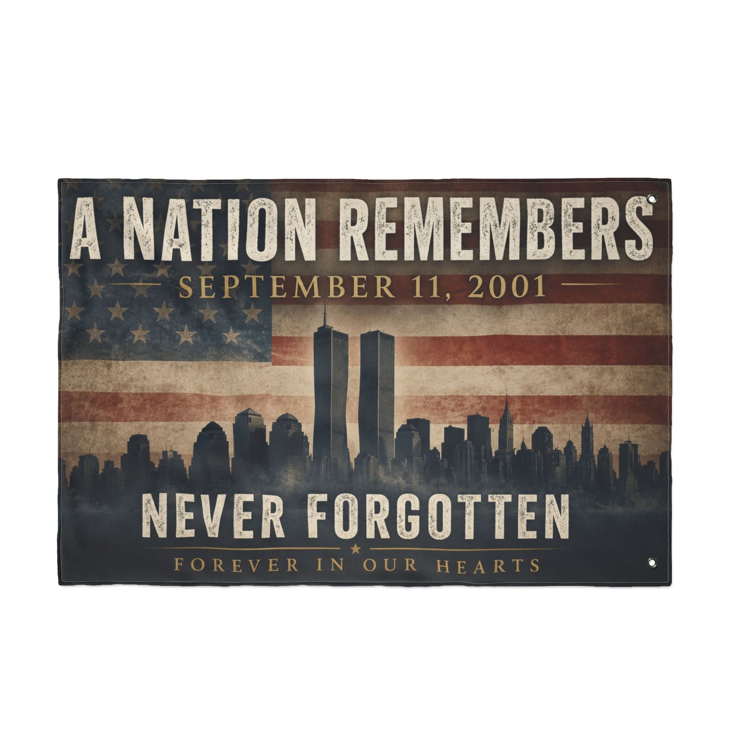 Never Forgotten 9/11 Memorial Double-Sided Flag