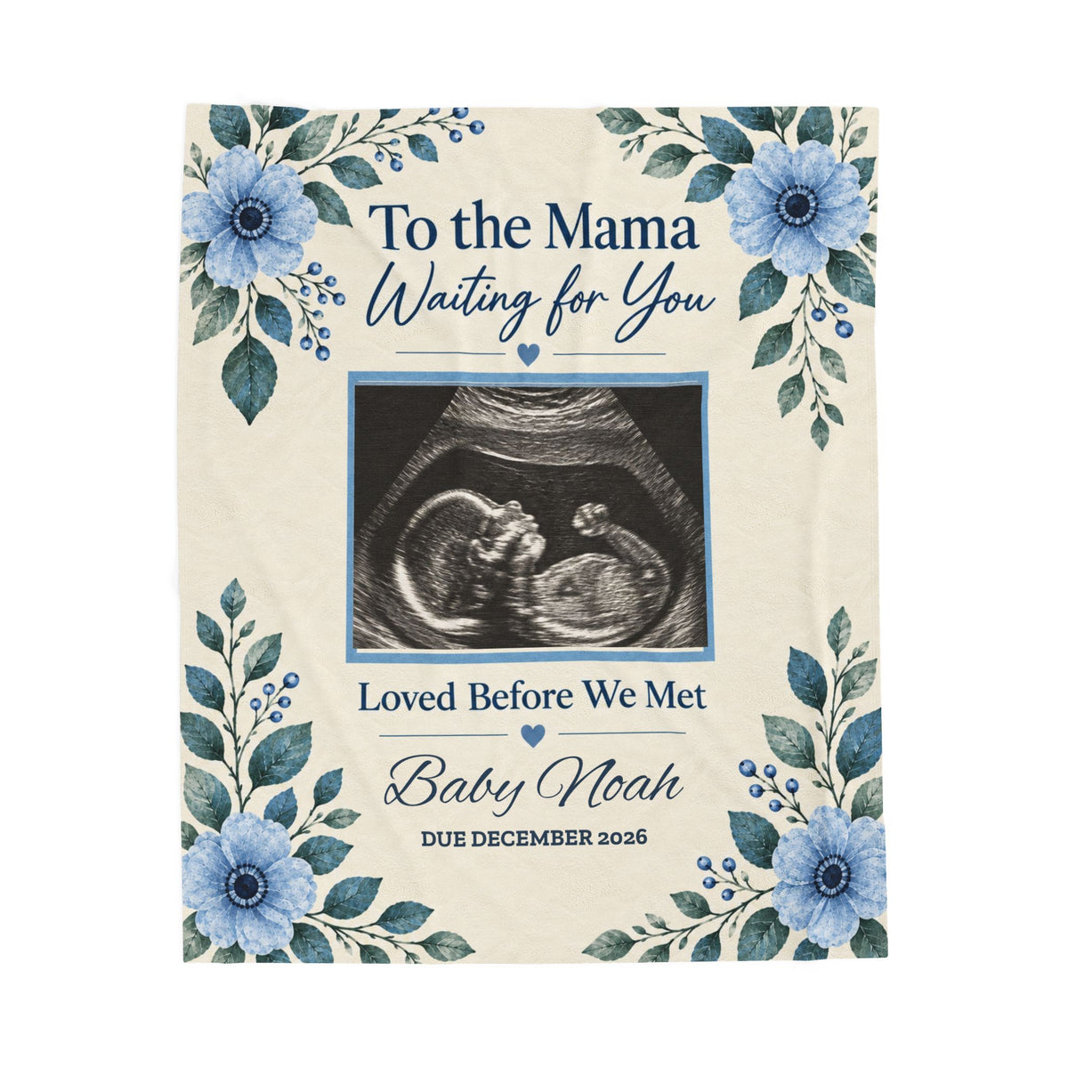 Personalized Baby Ultrasound Velveteen Blanket - 'Loved Before We Met' keepsake.