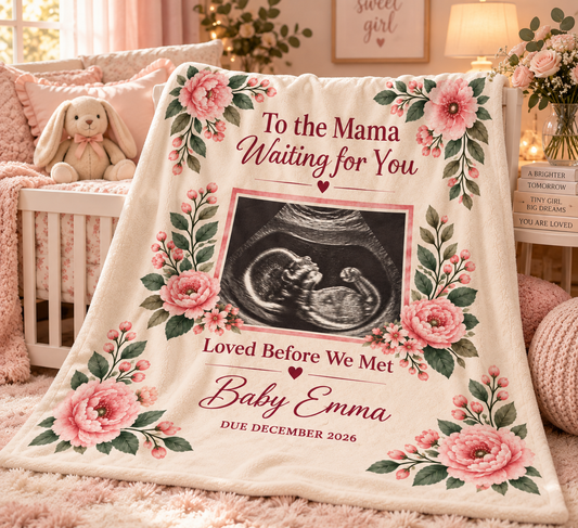 Personalized Baby Ultrasound Velveteen Plush Blanket – “Loved Before We Met"l Keepsake