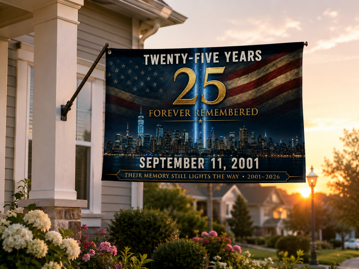 9/11  Twenty-Five Year Memorial Double-Sided Flag - "Twenty-Five Years" Tribute, September 11, 2001 Remembrance