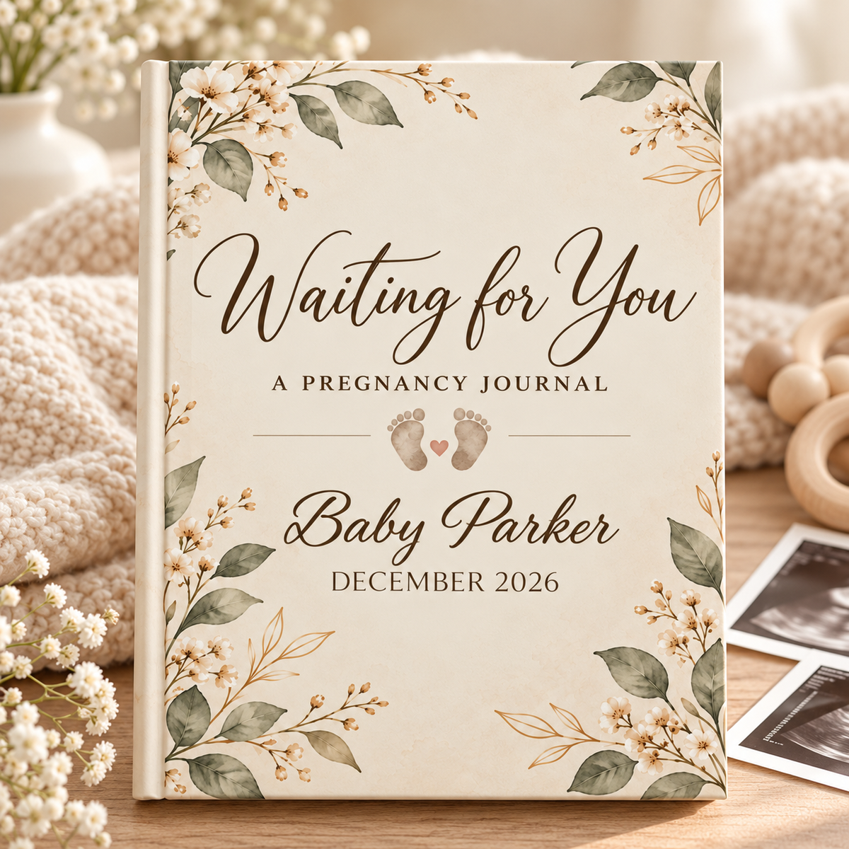 “Waiting for You” Personalized Pregnancy Journal & Baby Memory Book