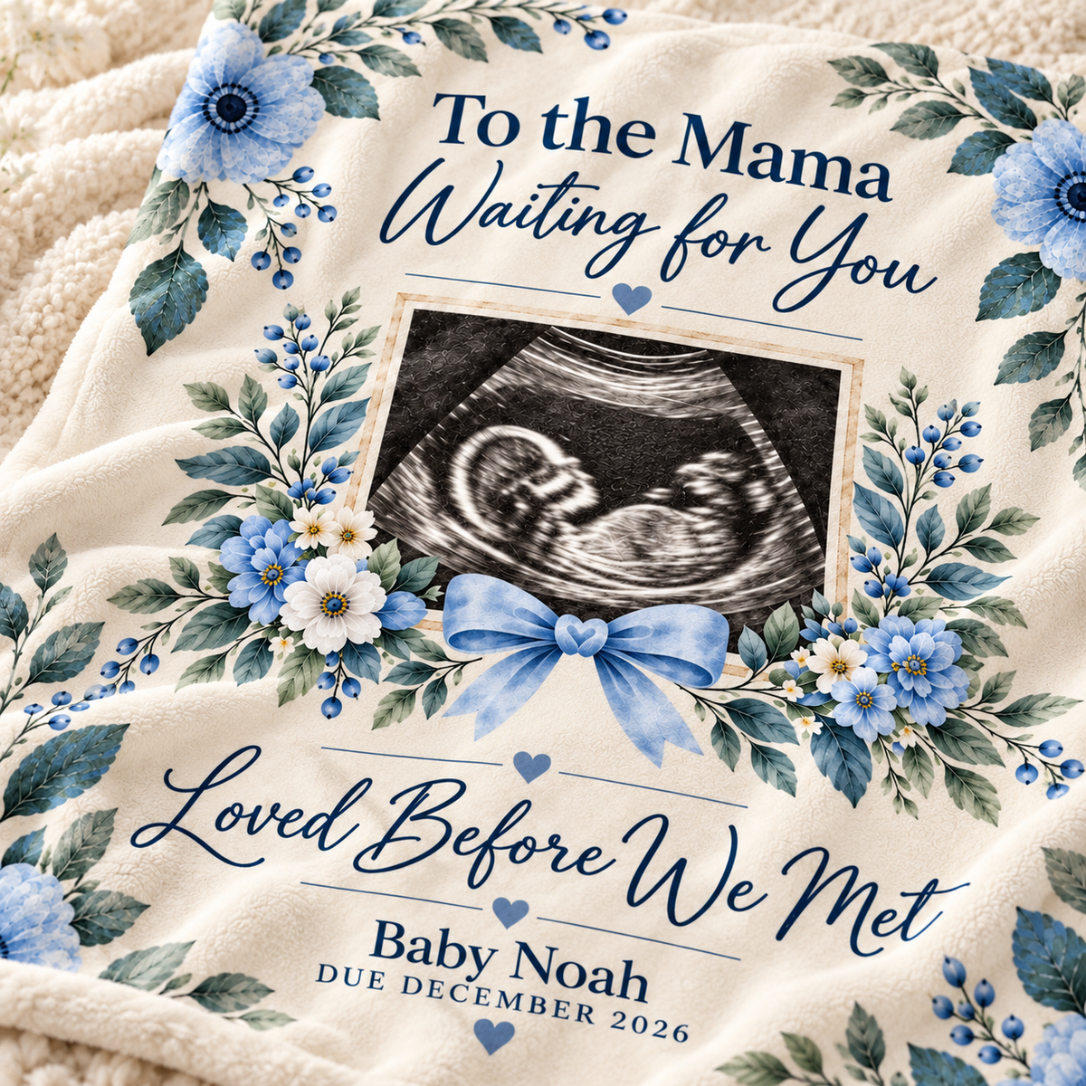 Personalized Baby Ultrasound Velveteen Blanket - 'Loved Before We Met' keepsake.